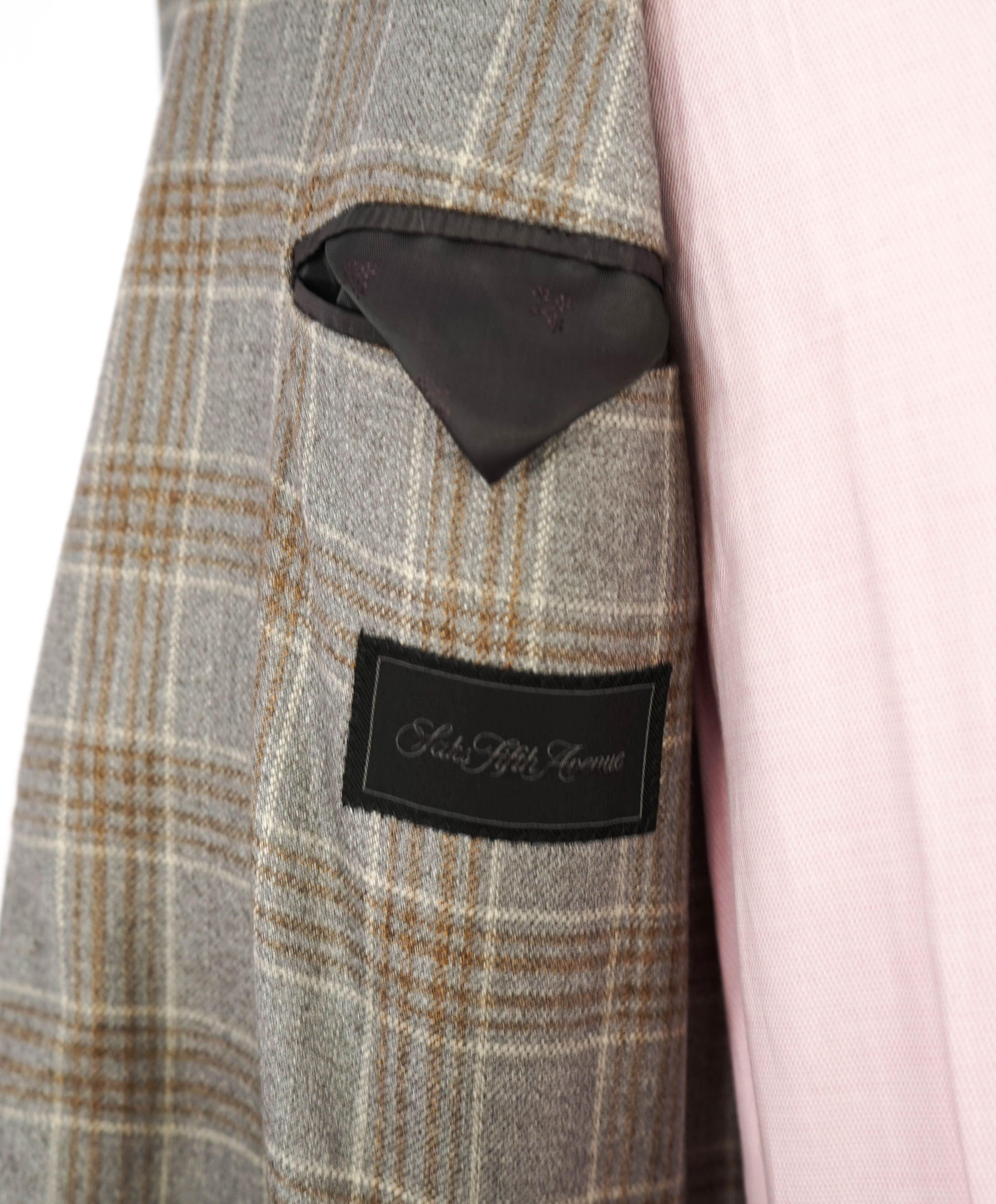 LORO PIANA -"SUNSET" For SAKS 5TH AVE CASHMERE/Silk Check Blazer- 46R