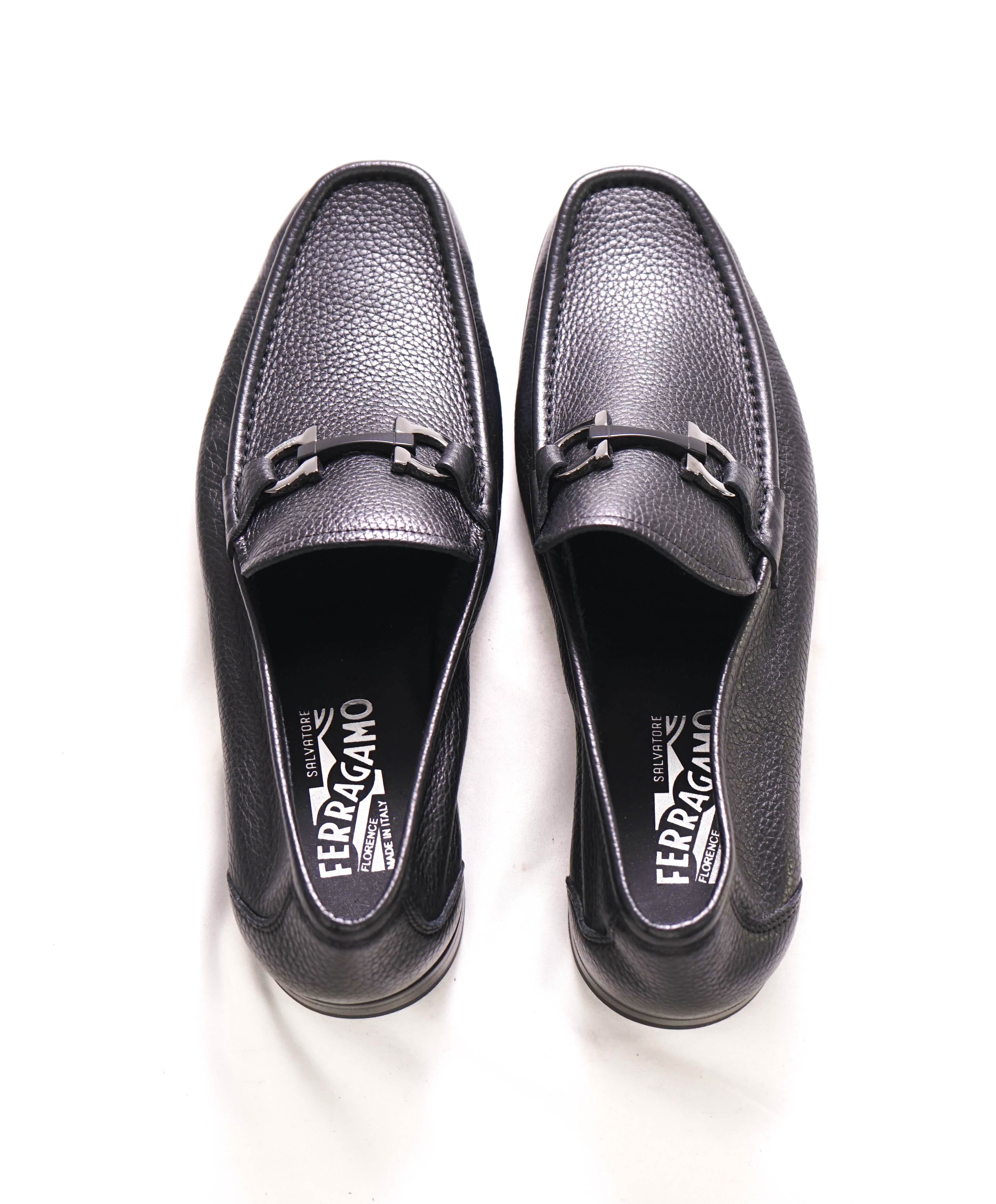 $850 SALVATORE FERRAGAMO - “GRANDIOSO" Gancini Bit Loafer Black Leather - 9 EE