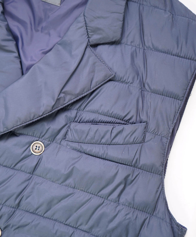 $745 ELEVENTY - Navy DOUBLE BREASTED Quilted Puffer Coat Vest - 40R (M)