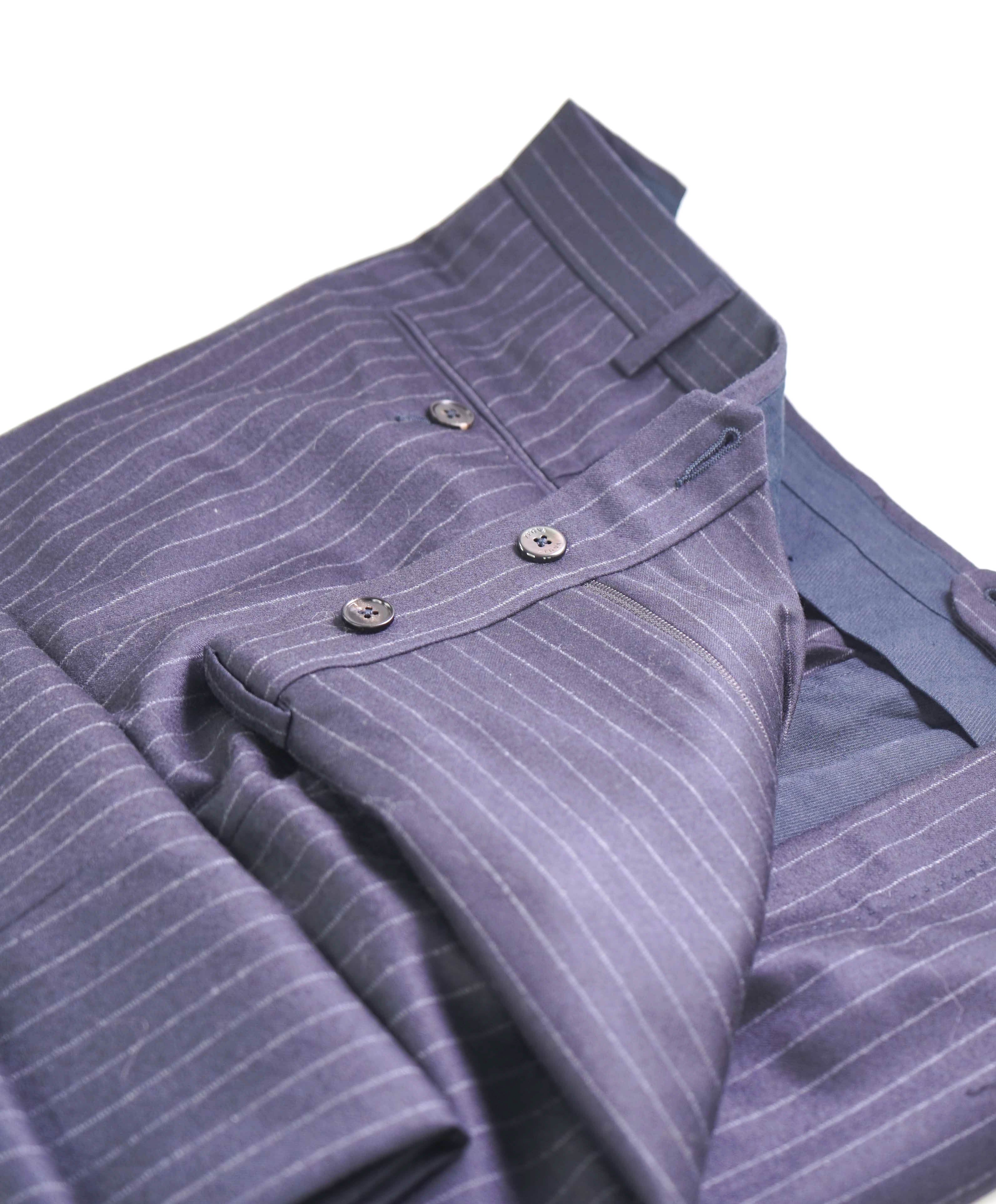 $890 ERMENEGILDO ZEGNA - Navy WOOL Chalk Stripe Dress Pants - 42W (60EU)