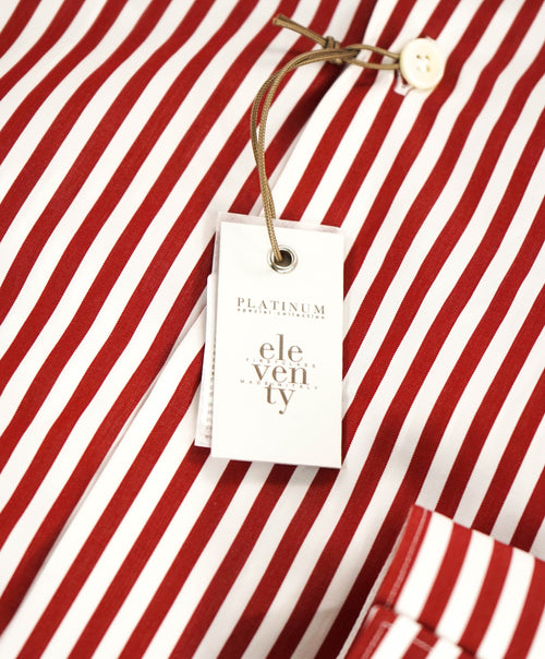 $395 ELEVENTY - Red/White *Spread Collar* Stripe Dress Shirt - M