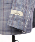 $1,895 CANALI - "KEI" Medium Blue Check Summer Wool Blazer - 44S