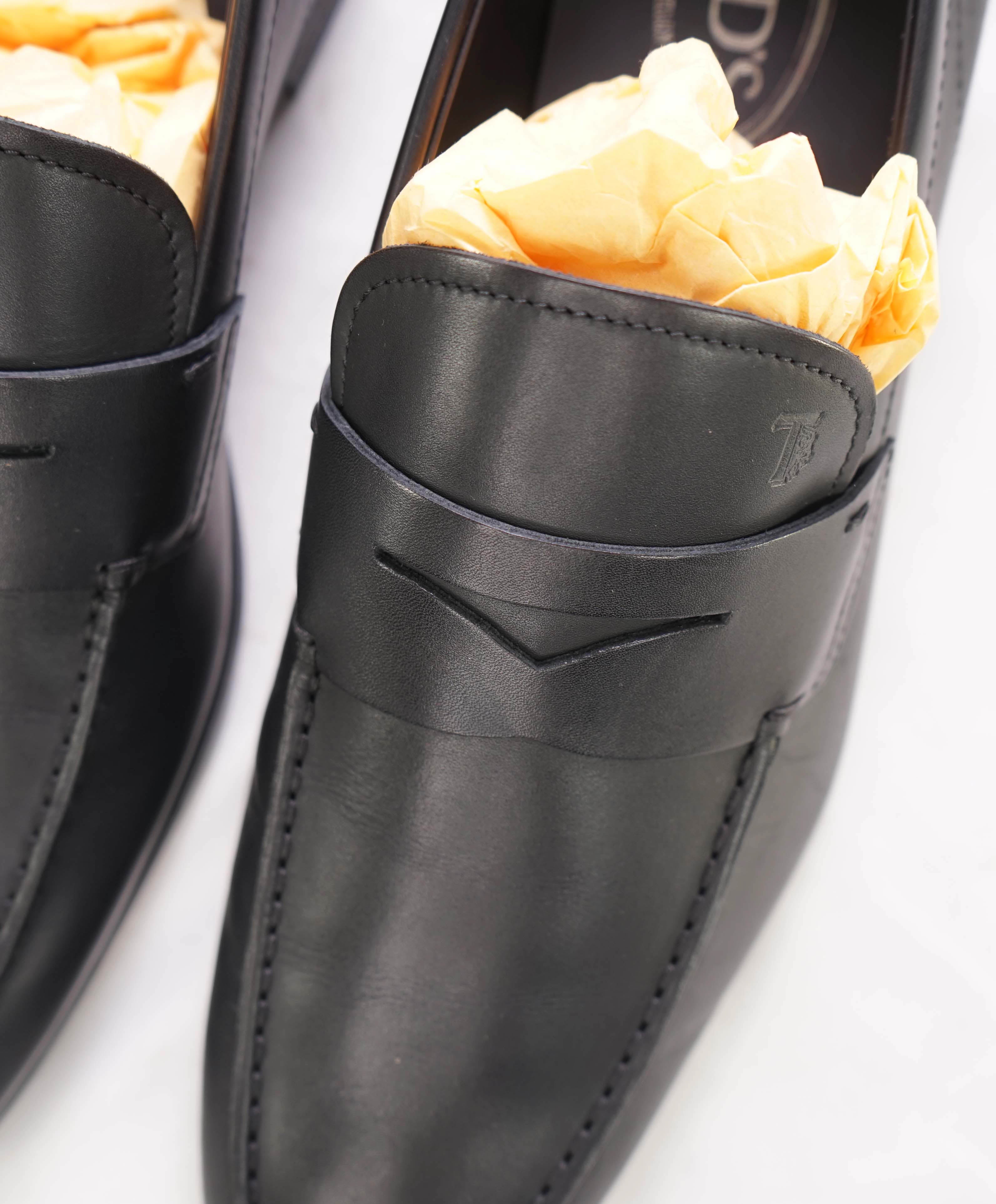 $675 TOD’S - Black Penny Loafer Leather LOGO Vamp Loafer - (9 Tod's) 10 US
