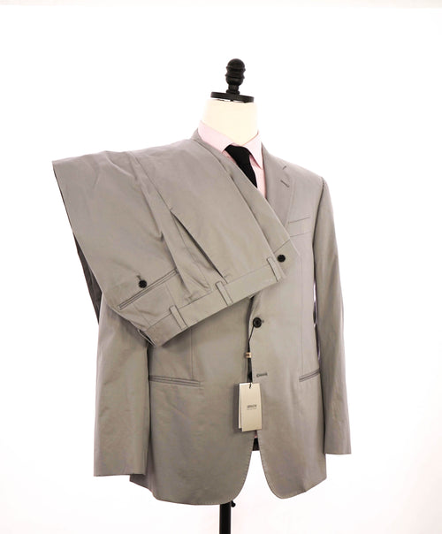 $1,995 ARMANI COLLEZIONI - “G Line” COTTON Stone Gray Summer Suit - 44S 35W