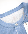 $395 ELEVENTY - Logo COTTON/LINEN Henley T-Shirt Blue/White - XXL