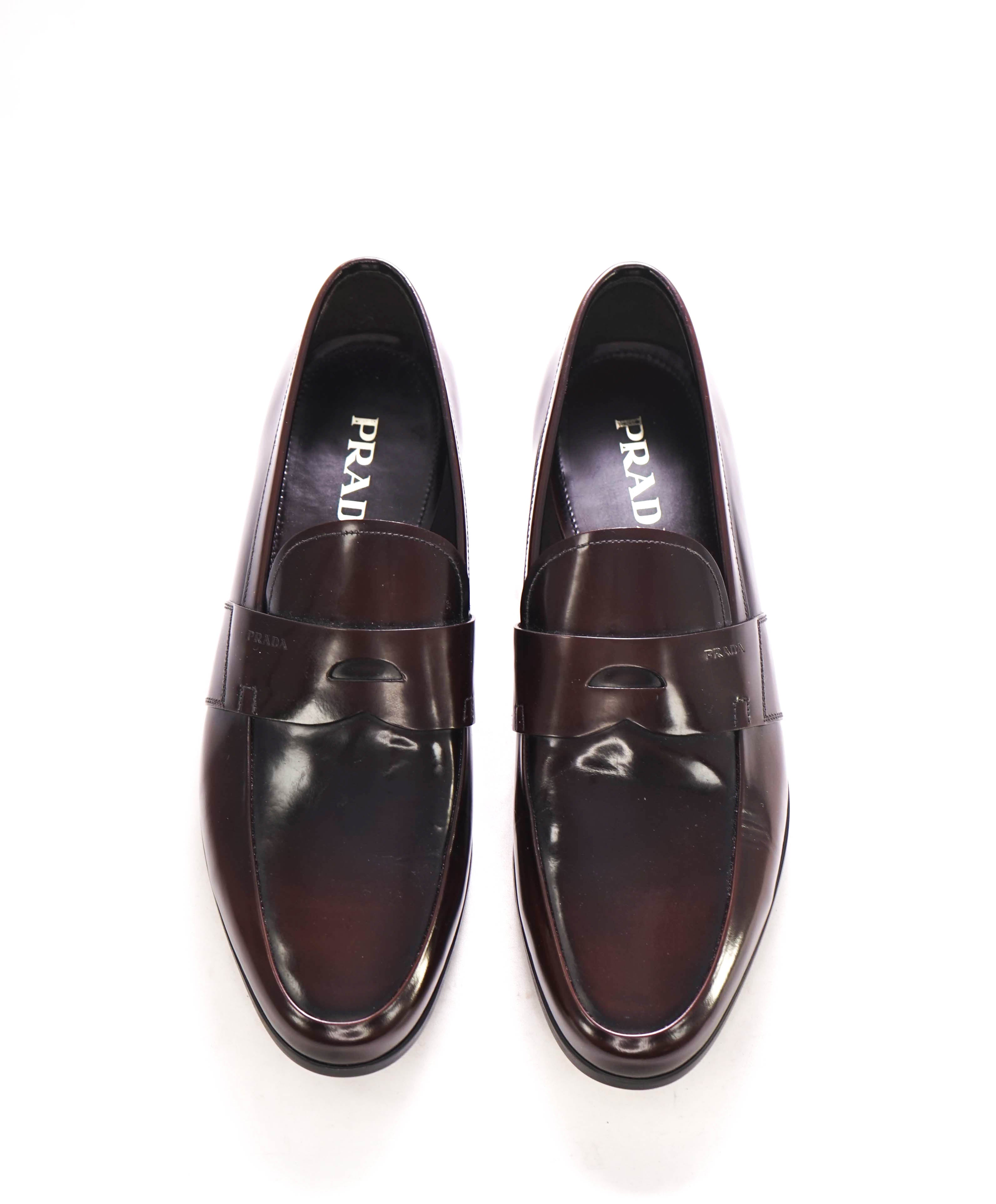 $950 PRADA - Brown Spazzolato Leather Penny Loafers - 11 US (10 Prada)
