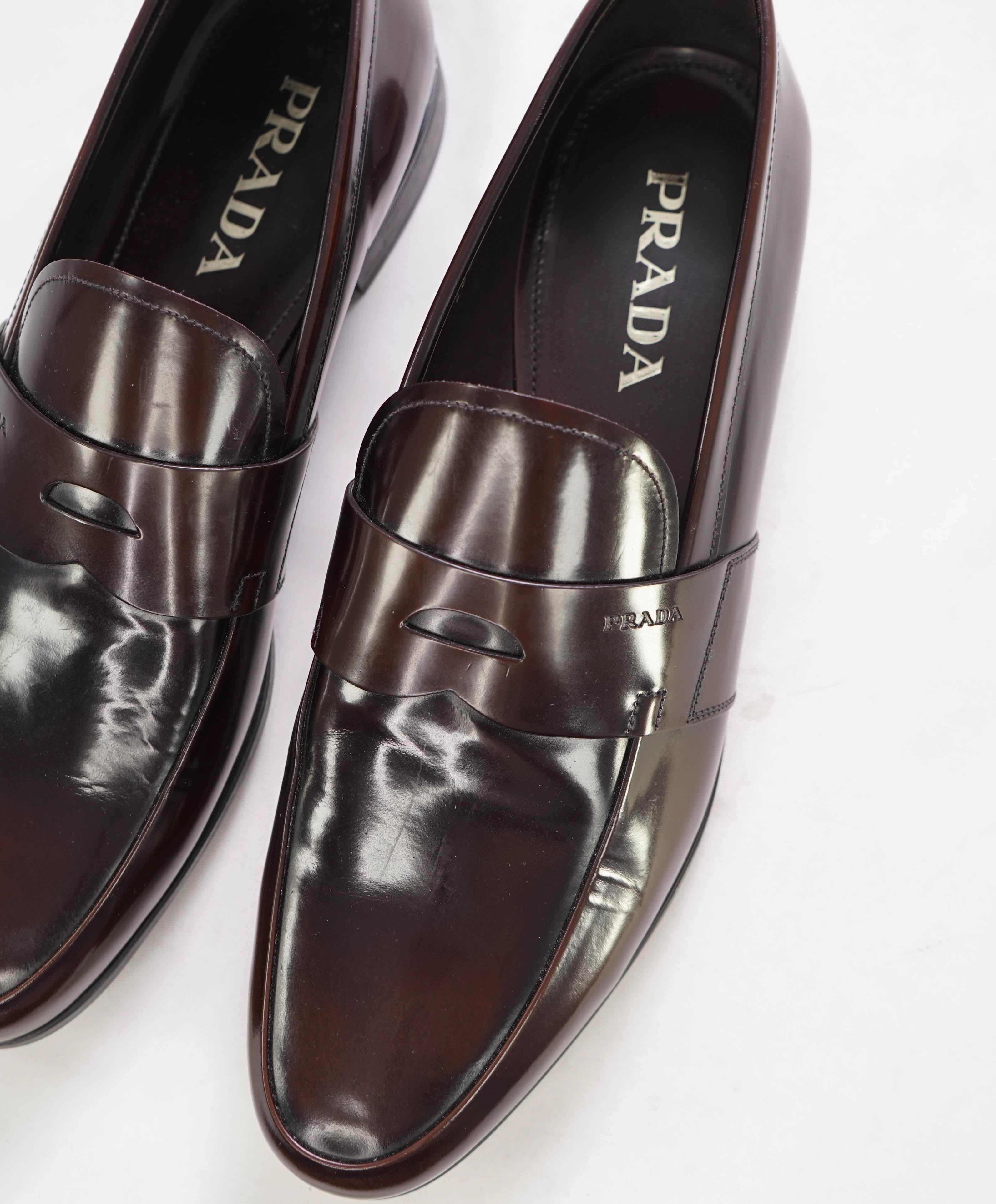 $950 PRADA - Brown Spazzolato Leather Penny Loafers - 11 US (10 Prada)
