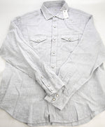 $495 ELEVENTY - *SNAP FRONT* Pure LINEN Gray Dress Shirt - 2XL (43)