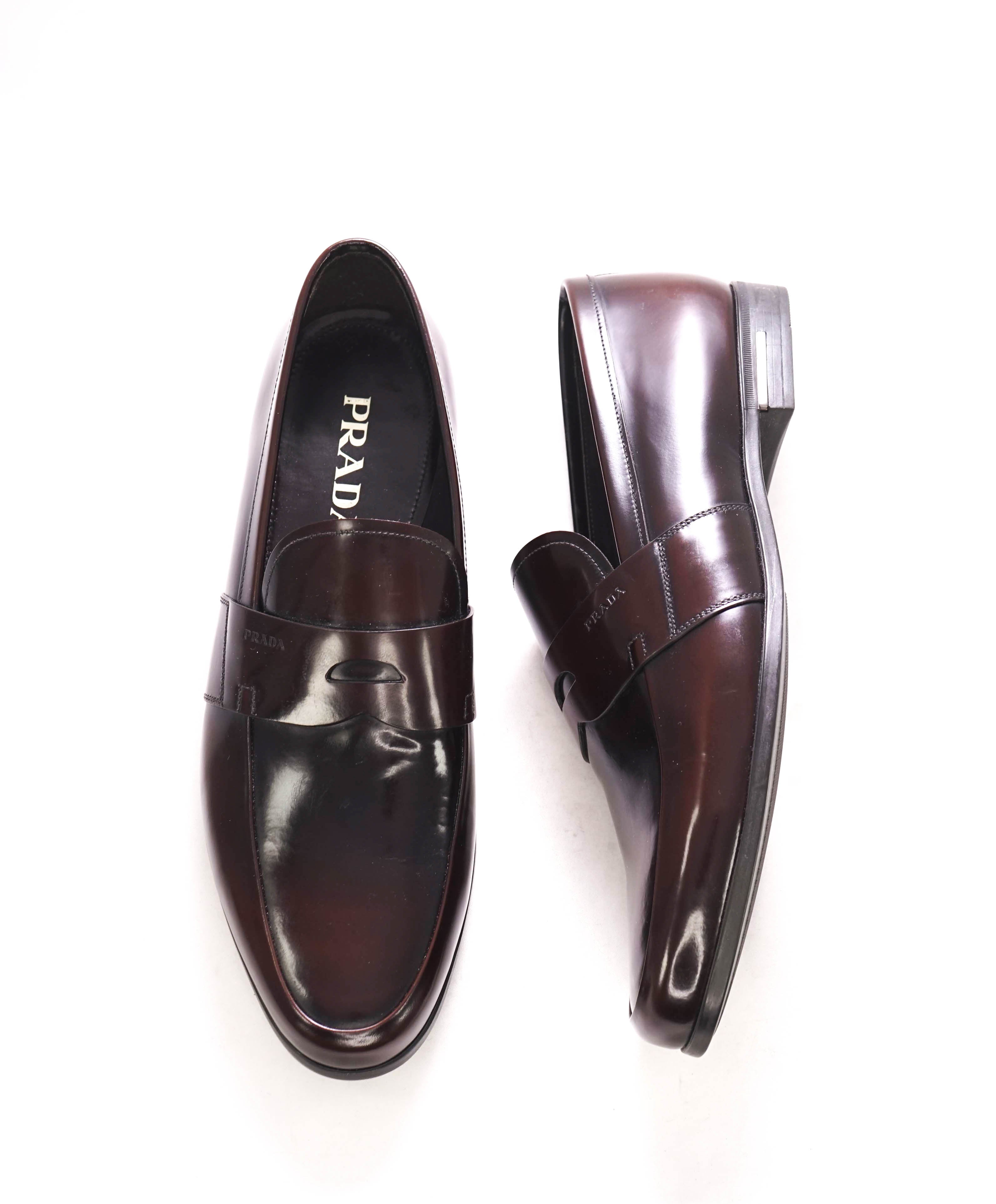 $950 PRADA - Brown Spazzolato Leather Penny Loafers - 11 US (10 Prada)