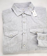$495 ELEVENTY - *SNAP FRONT* Pure LINEN Gray Dress Shirt - 3XL (17.5)