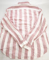 $395 ELEVENTY - Red/Pink White LINEN Broad Stripe Button Front Shirt - XL