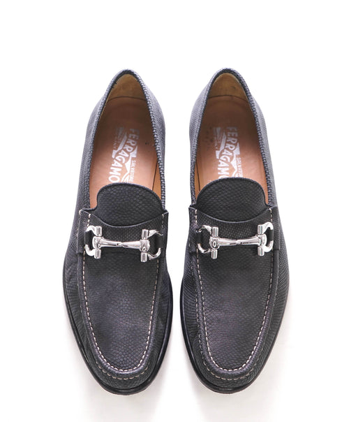 $2,650 SALVATORE FERRAGAMO - “Mason” PYTHON Leather Logo Bit Loafers - 10.5 D