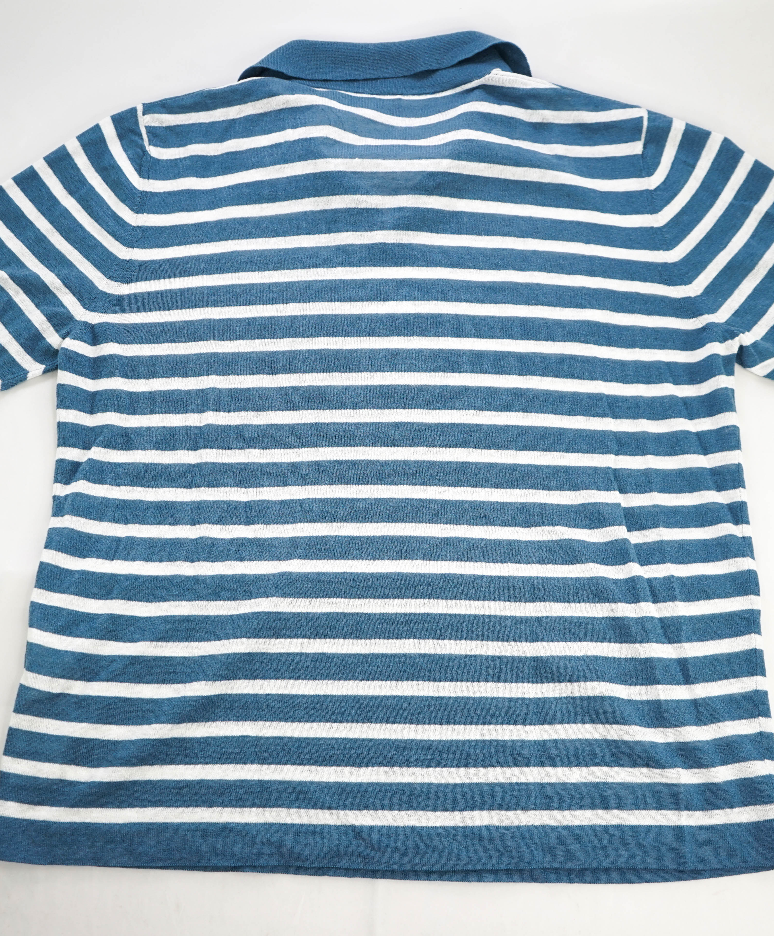 $575 ELEVENTY - Linen/Cotton Blue Sweater Polo Short Sleeve T - XL