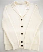 $1,045 ELEVENTY - Ivory Cotton Shawl Collar Cardigan Ribbed Sweater - M