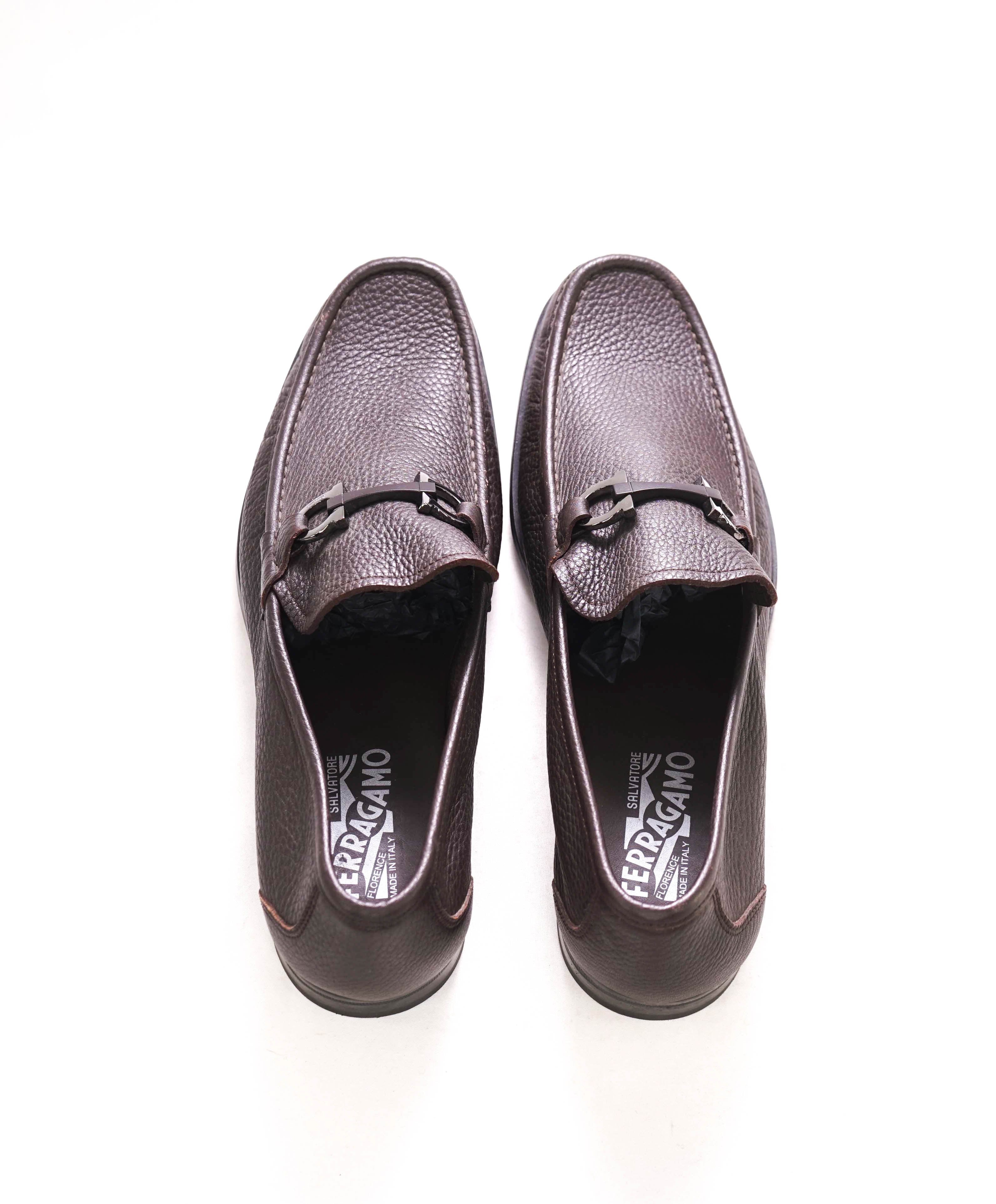 $850 SALVATORE FERRAGAMO - “GRANDIOSO" Gancini Bit Loafer Brown Leather - 11.5 D