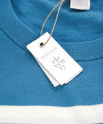 $795 ELEVENTY - Pastel Blue/Brown WOOL Sweater Short Sleeve T - XXL