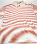$575 ELEVENTY - Taupe Collar Red Stripe Polo Shirt - 3XL