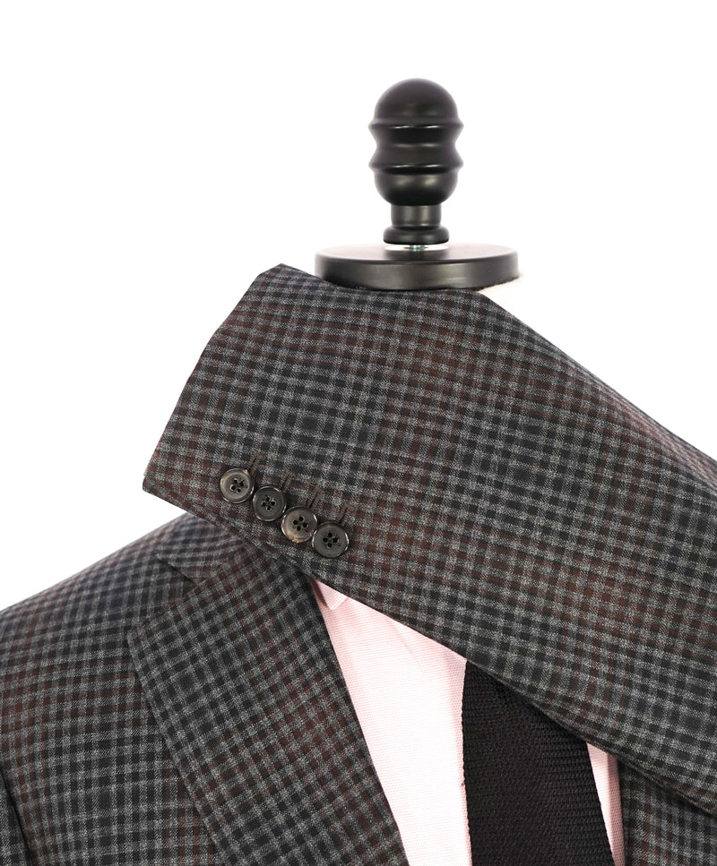$3,750 ISAIA - "BASE GREGORY" *CLOSET STAPLE* Gray Plaid Coral Pin Suit - 40R