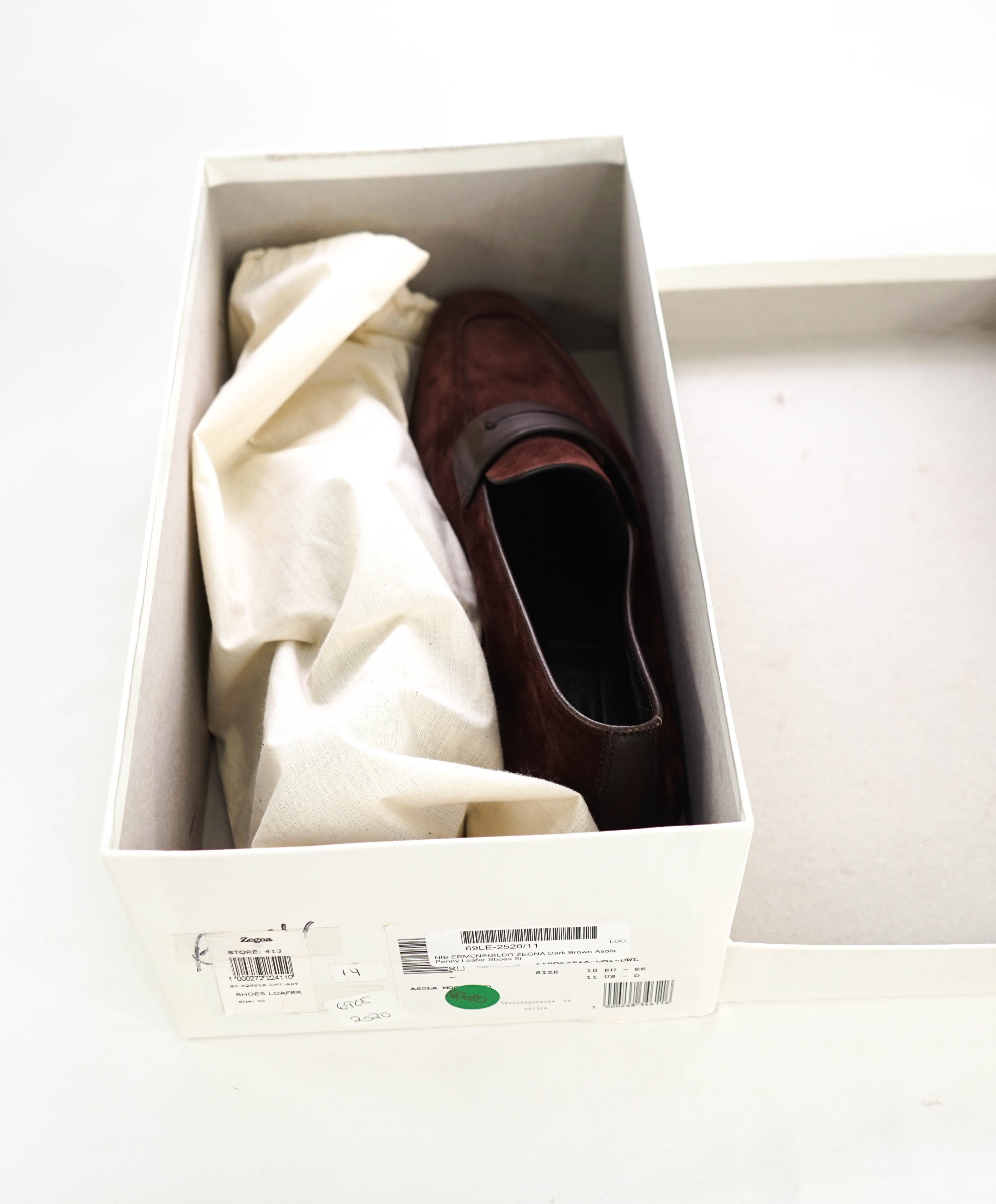 $960 ERMENEGILDO ZEGNA - Brown/Burgundy Penny Loafers - 11 US