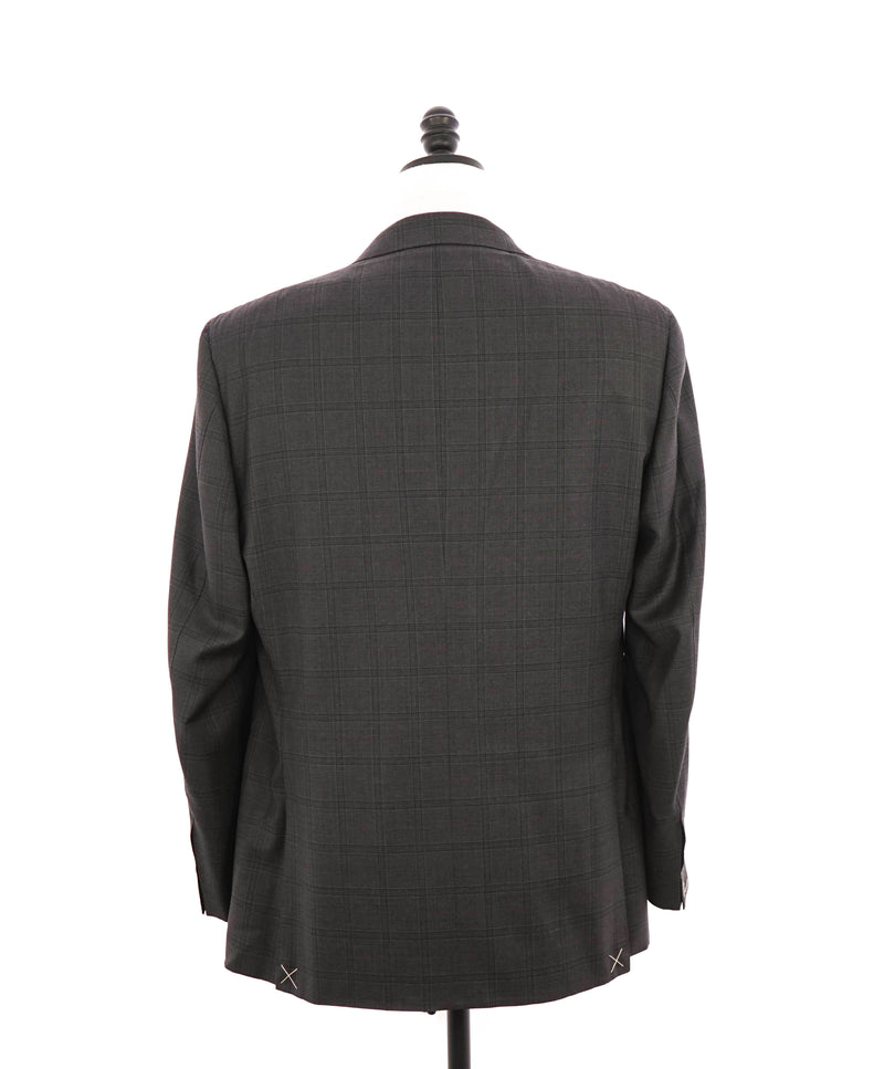 $3,095 CANALI - **EXCLUSIVE** Charcoal/Purple Check Plaid Notch Lapel Suit - 44R