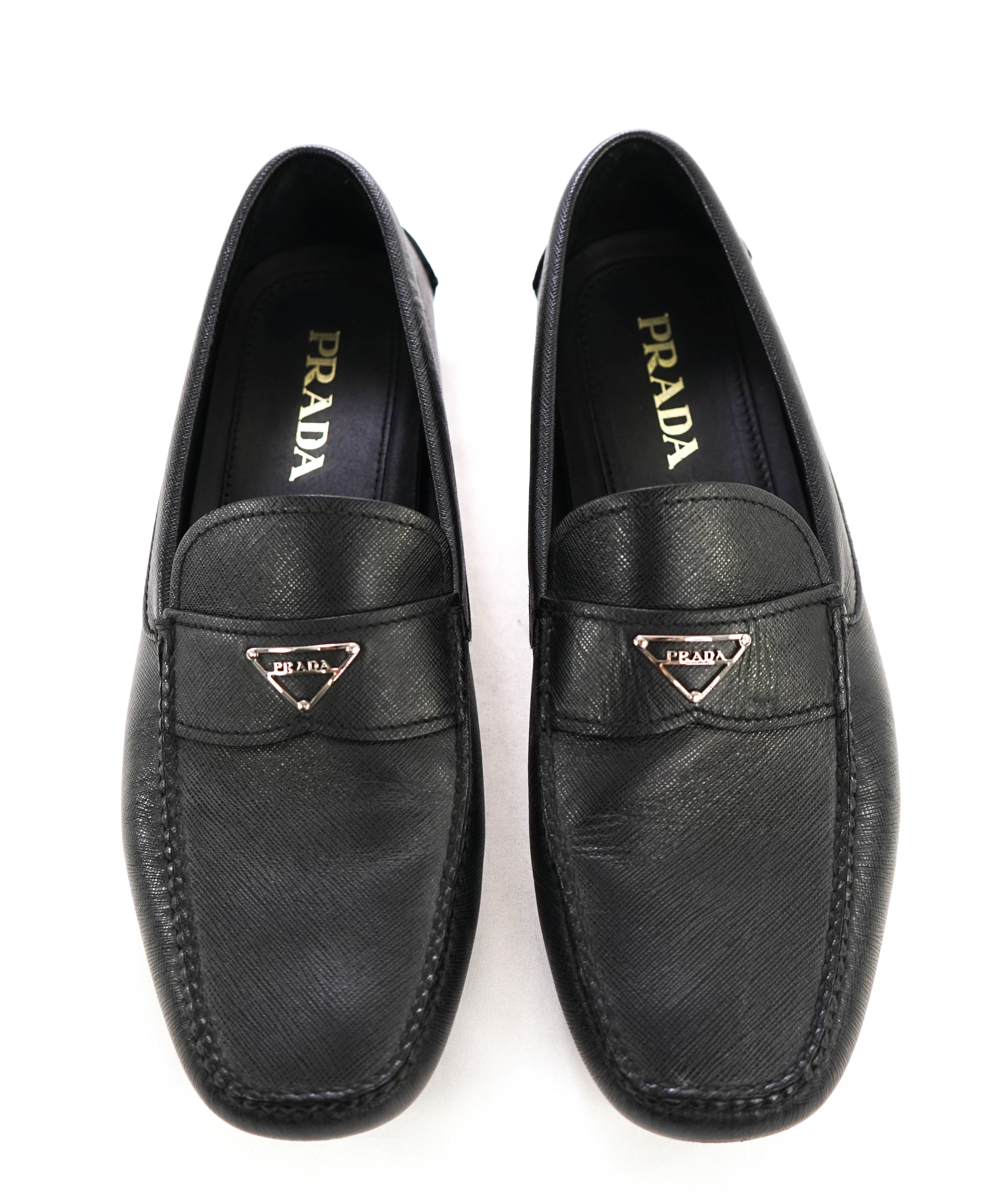 $850 PRADA - Black Saffiano LOGO Leather Penny Loafers - 10US (9)