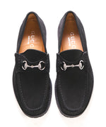 GUCCI - Horse-bit Loafers Black Suede Iconic Style - 9US (8.5 D G Stamped On Shoe)