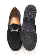 GUCCI - Horse-bit Loafers Black Suede Iconic Style - 9US (8.5 D G Stamped On Shoe)