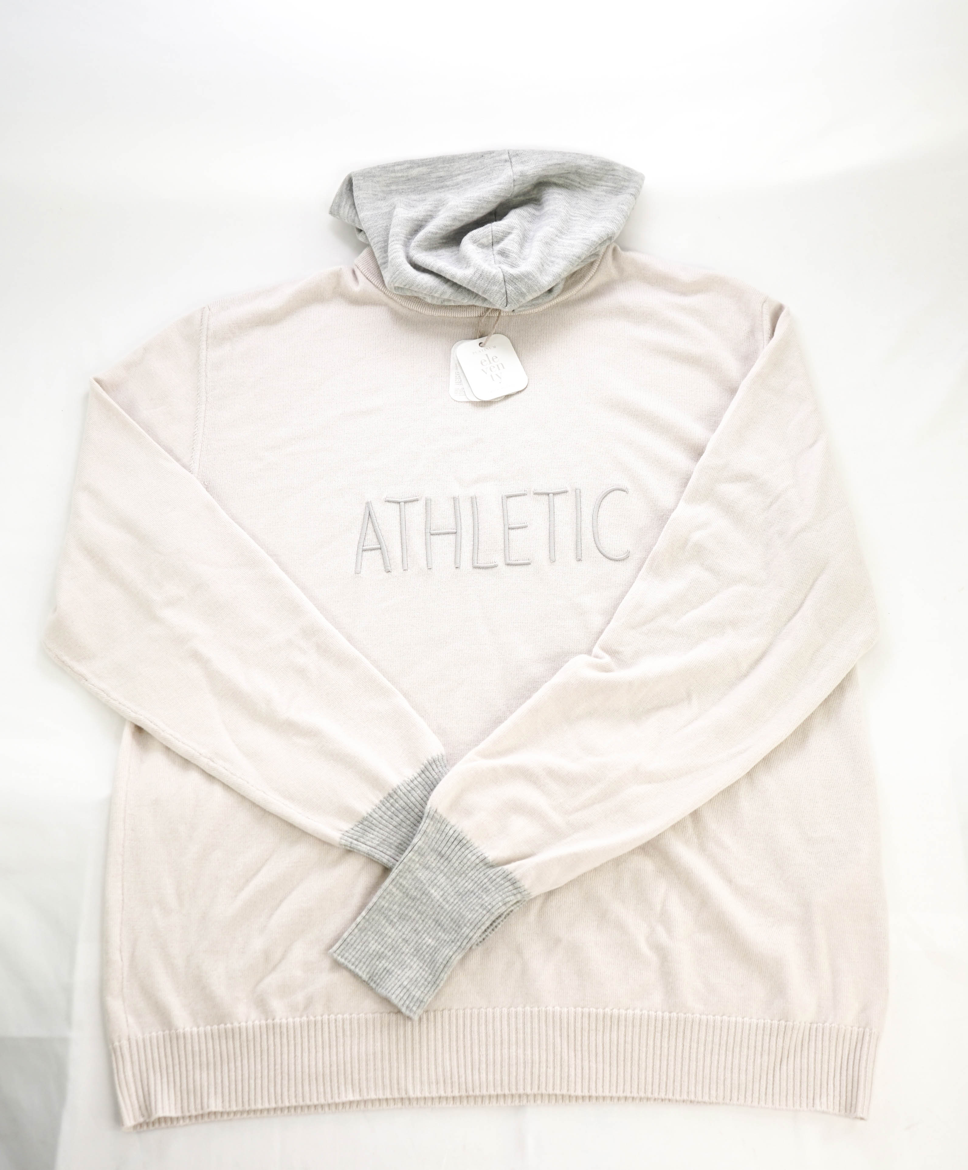 $1,495 ELEVENTY - "ATHLEISURE" Neutral/Gray Hoodie Sweater - M