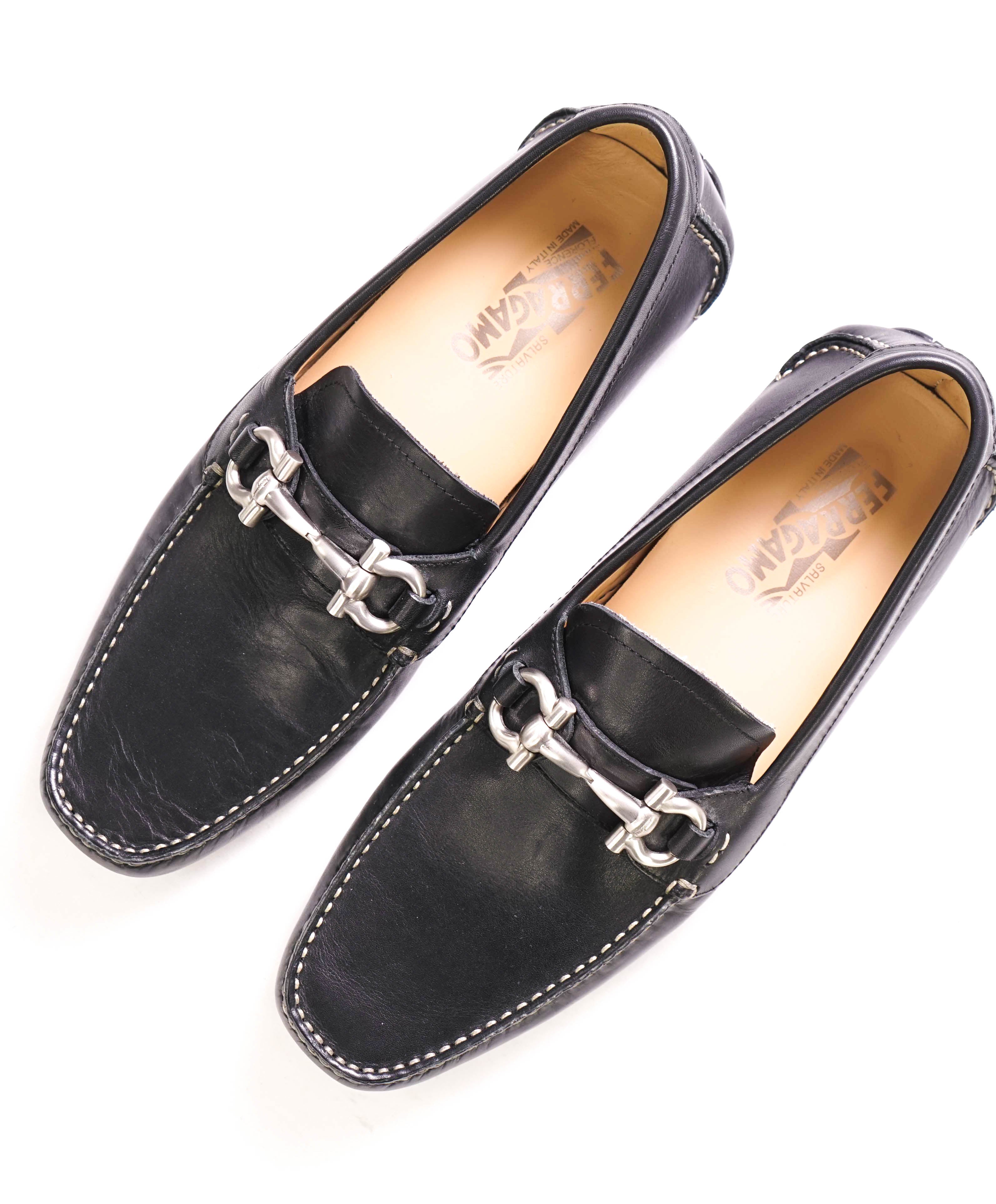$795 SALVATORE FERRAGAMO - Classic Black Parigi Slip On Loafers - 8.5 D