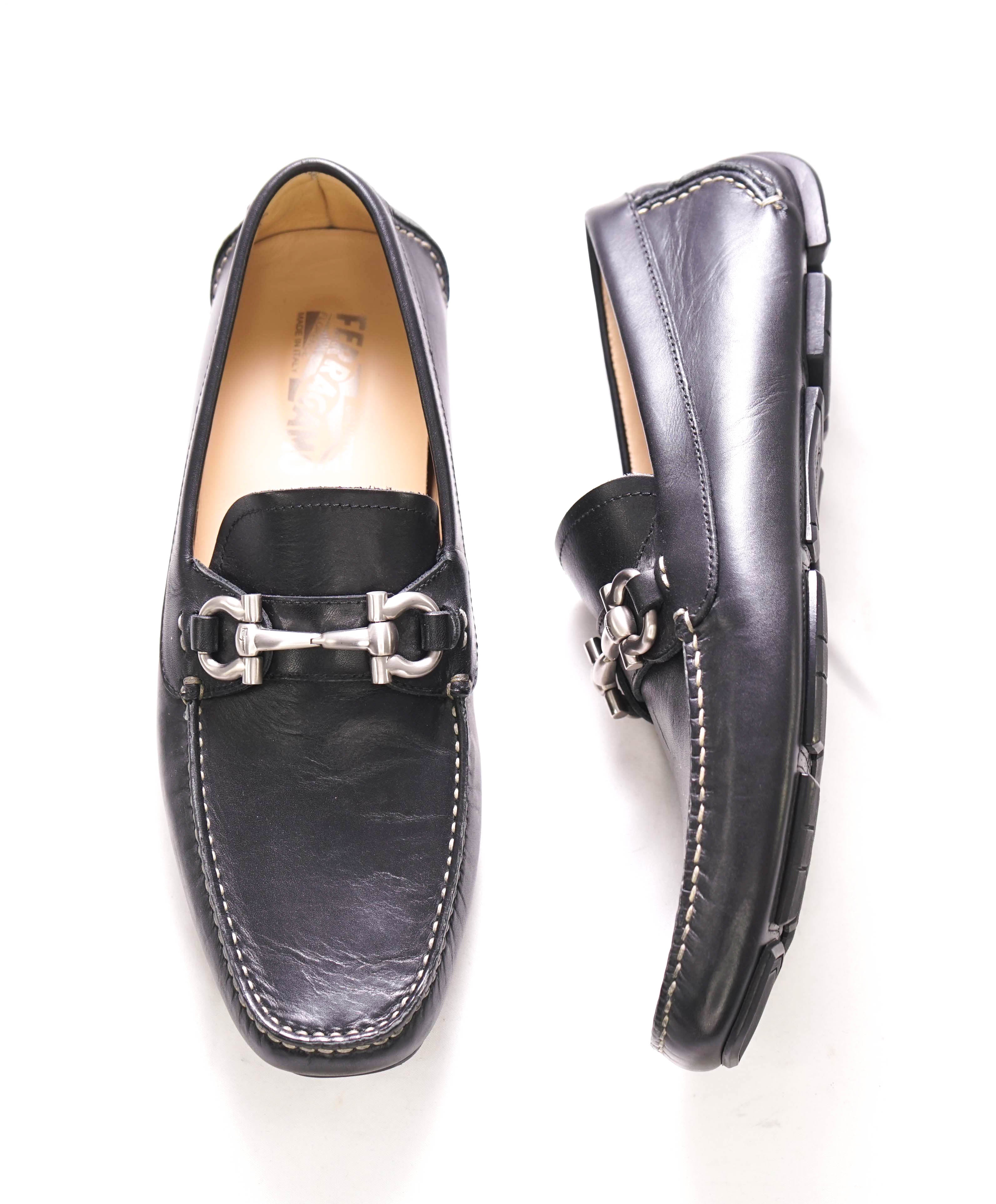 $795 SALVATORE FERRAGAMO - Classic Black Parigi Slip On Loafers - 8.5 D