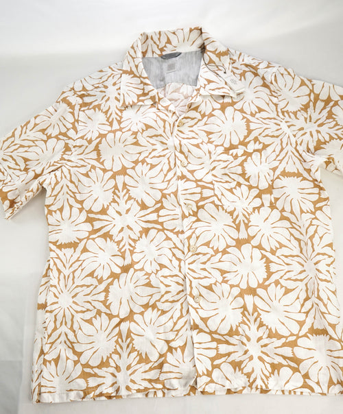 $395 ELEVENTY - *Abstract FLORAL* Havana Camp Collar Resort Shirt - L