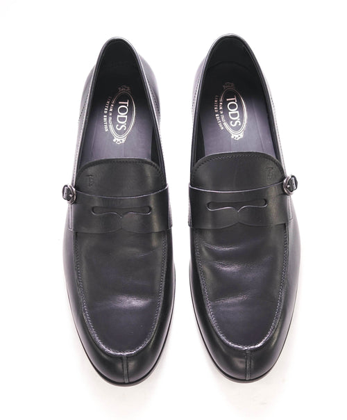 $675 TOD’S - Black Penny Monk Leather LOGO Vamp Loafer - (12 Tod's) 13 US