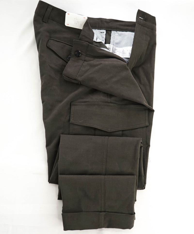 $695 ELEVENTY - Green/Gray Cotton/Elastane Patch Pocket Chino Pants - 33W