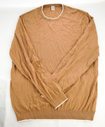 $795 ELEVENTY - *COTTON* Camel Ivory Tipped Crewneck Sweater - XXL