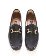 $990 GUCCI - 1955 Horse-bit Loafers Black Pebbled Iconic Style - 7.5US (7 G)