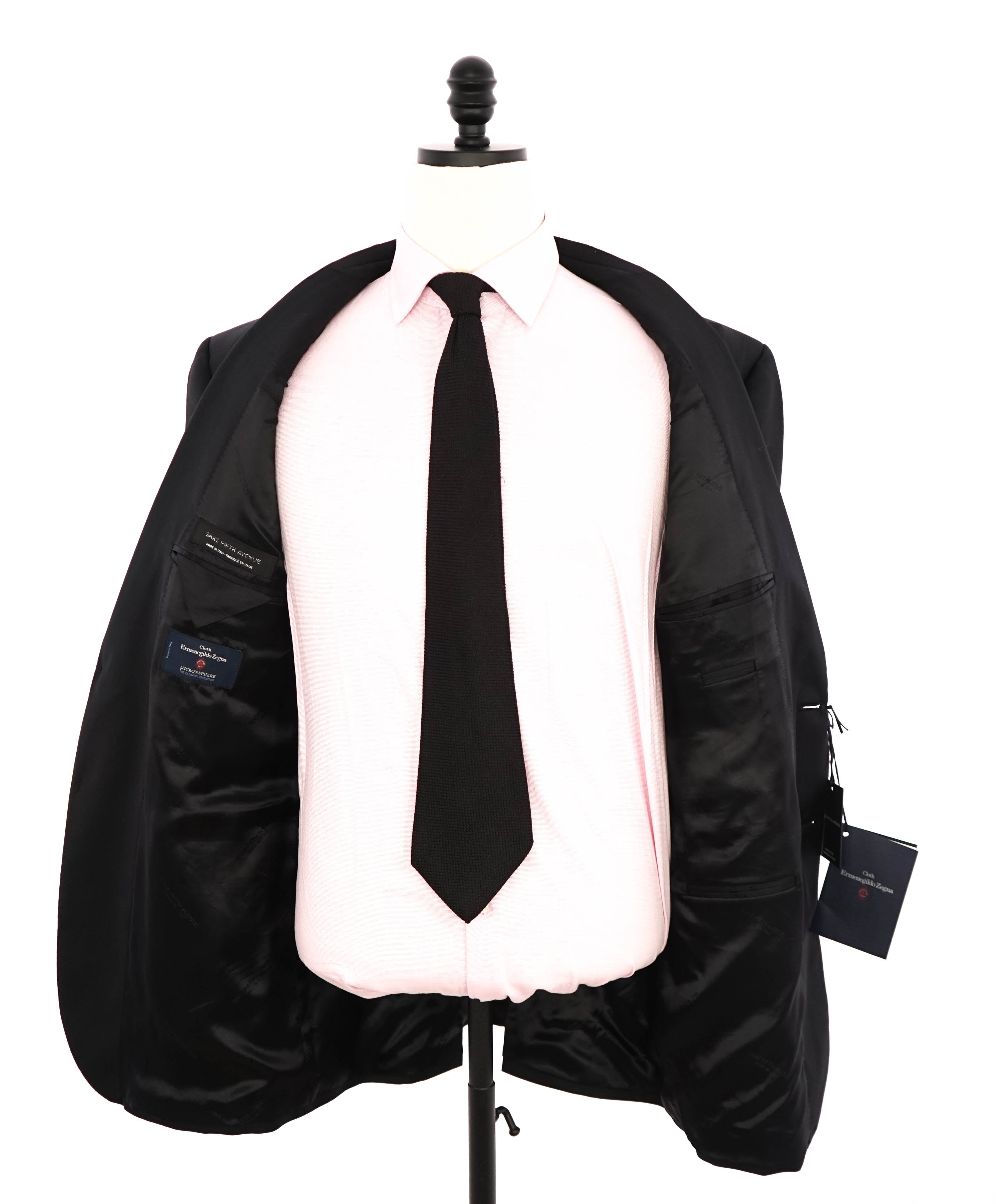 ERMENEGILDO ZEGNA - "Microsnsphere" By SAKS FIFTH AVENUE Black Suit - 46L