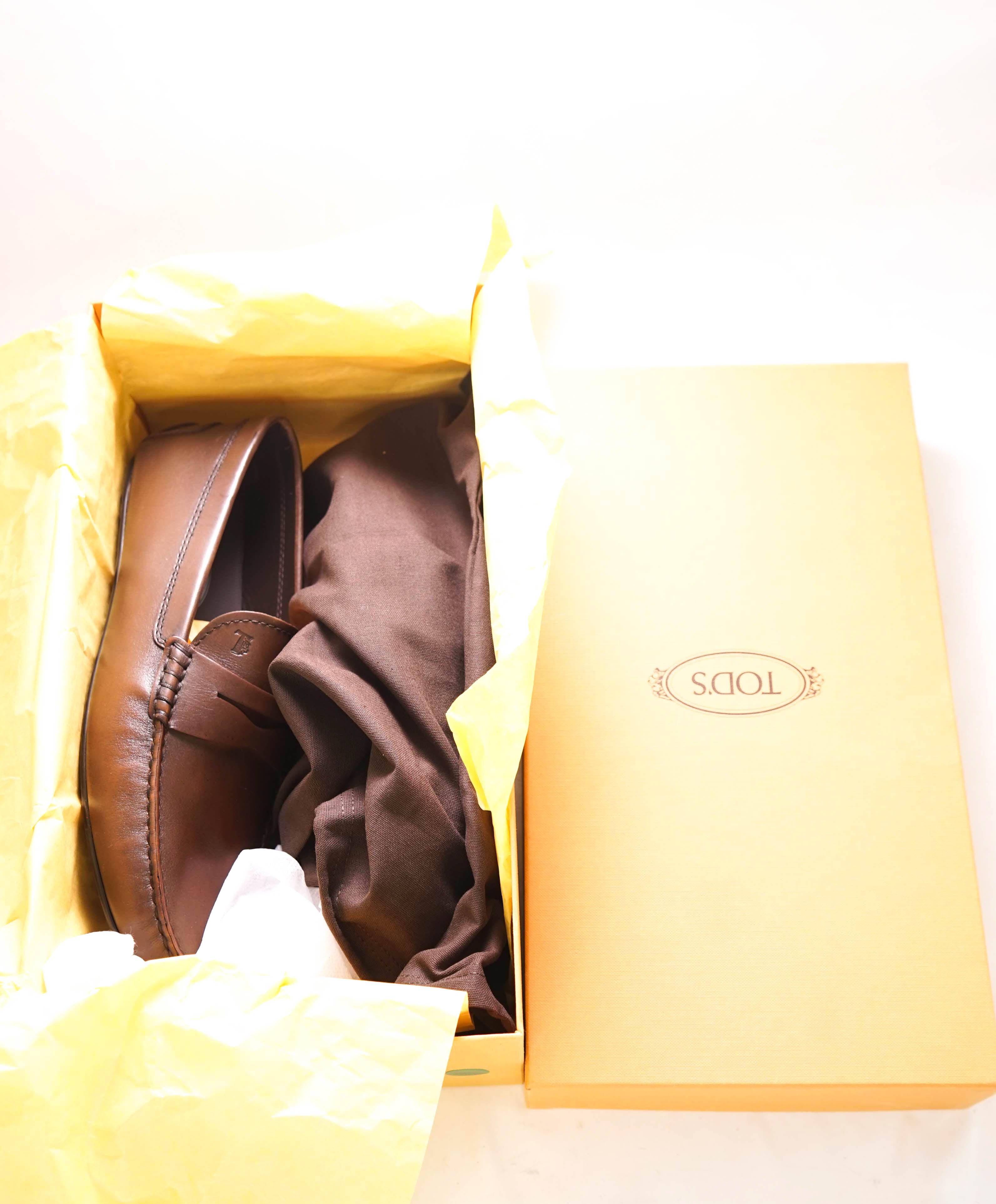 $675 TOD’S - Brown "CITY MOCCASIN" Leather LOGO Vamp Loafer - (8 Tod's) 9 US