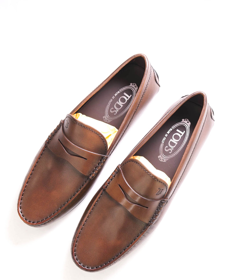 $675 TOD’S - Brown "CITY MOCCASIN" Leather LOGO Vamp Loafer - (8 Tod's) 9 US