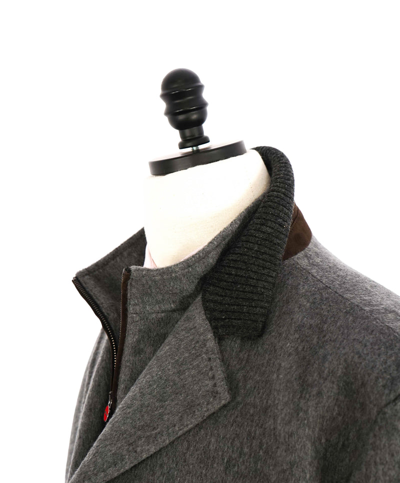 $14,545 KITON - *100% PURE CASHMERE* Gray Suede Jacket Top Coat - 48R