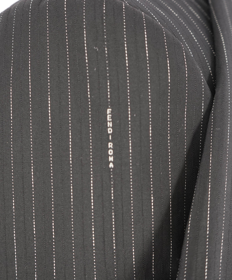 $3,750 FENDI - Logo Pinstripe Black 2-Piece Suit - 40R