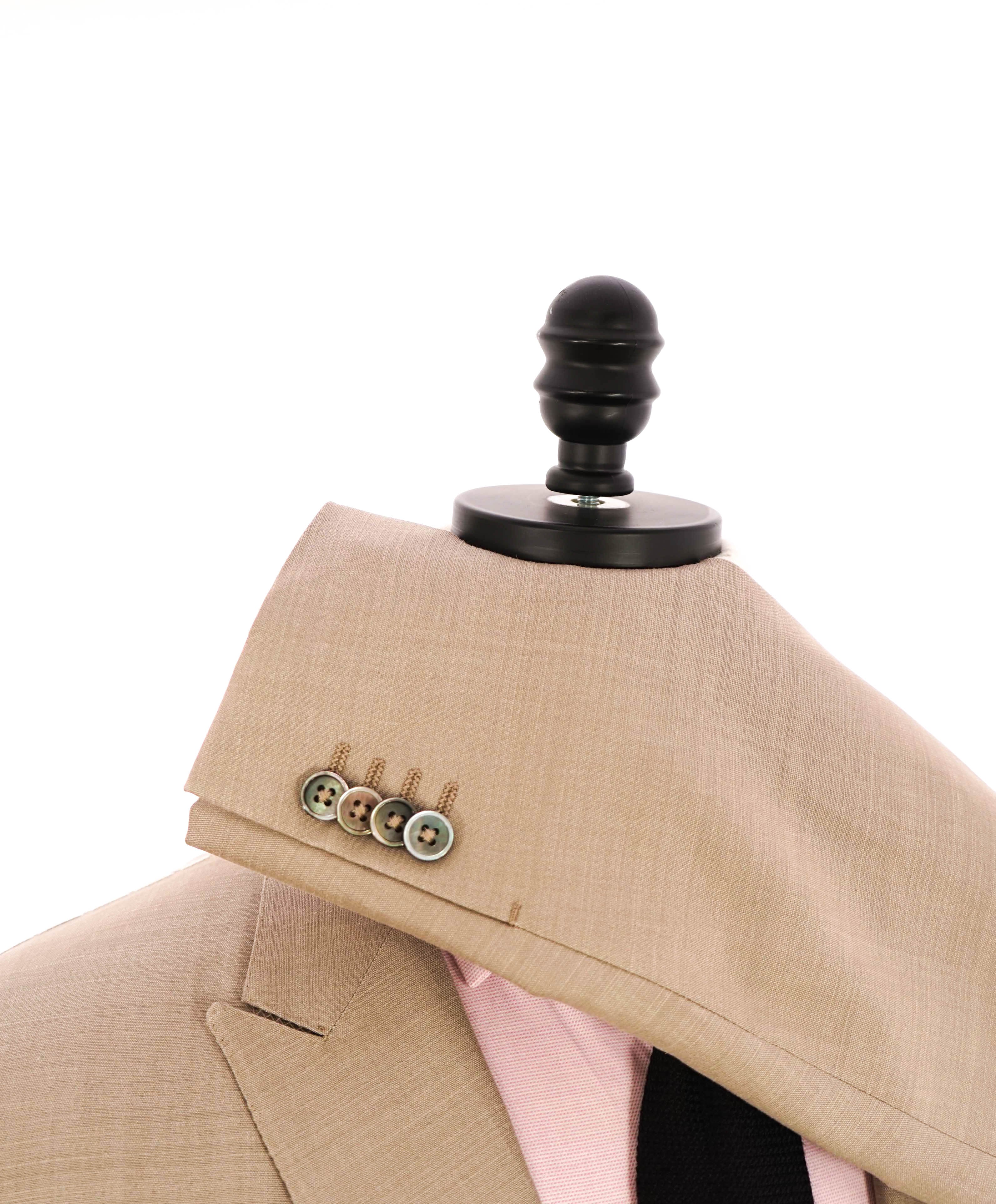 $3,950 ERMENEGILDO ZEGNA - WOOL/SILK Tauper MOP Button Solid Suit - 46R