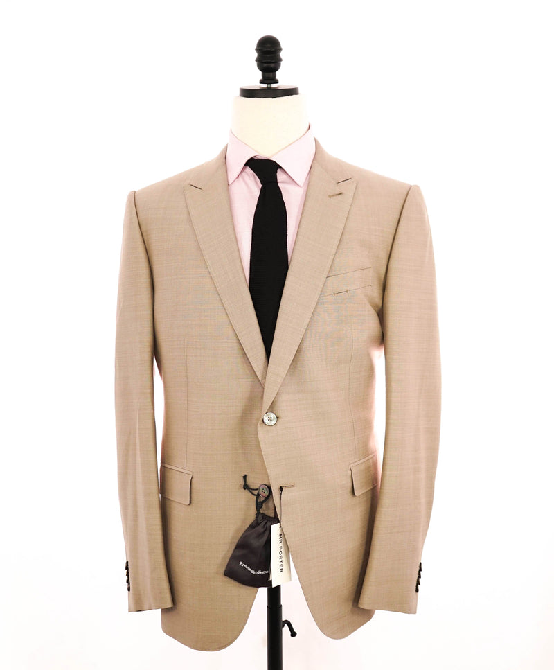 $3,950 ERMENEGILDO ZEGNA - WOOL/SILK Tauper MOP Button Solid Suit - 46R