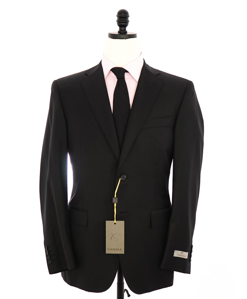 $2,195 CANALI - *CLOSET STAPLE* Black 2-Piece Suit - 48L 42W