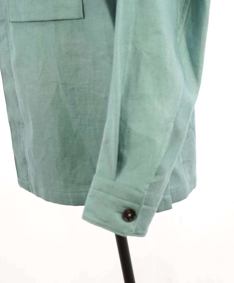 $1,690 ERMENEGILDO ZEGNA - OASI Linen Green/Teal Over Shirt Chore Jacket - L