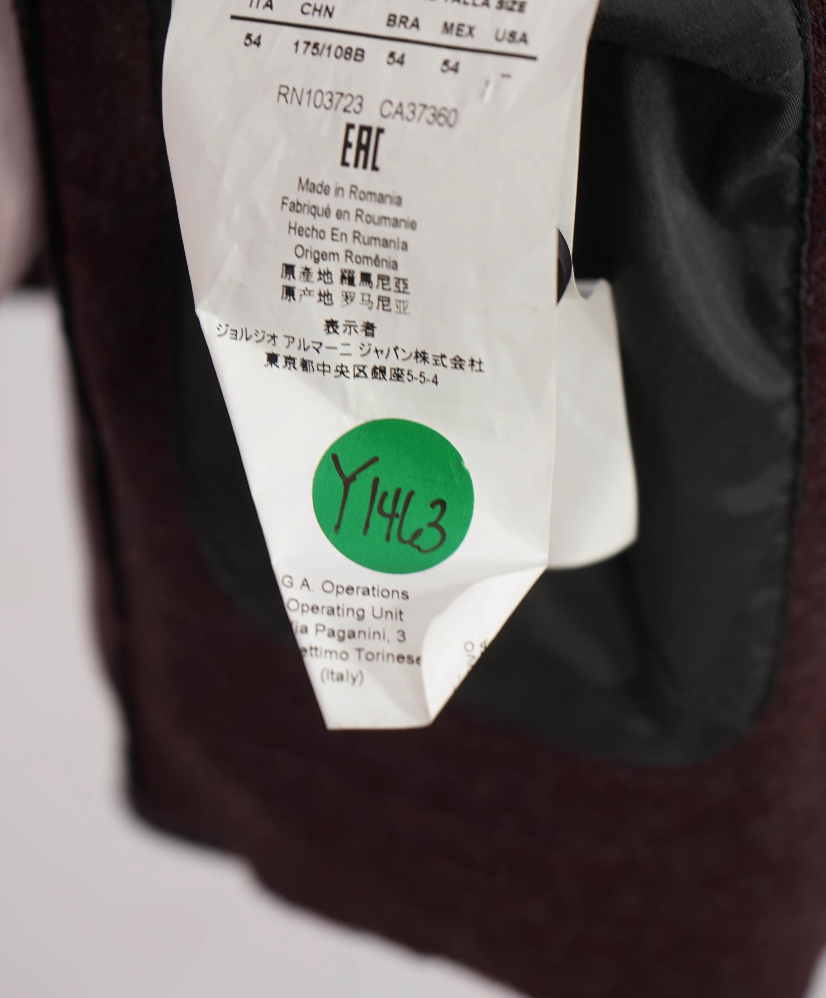 ARMANI COLLEZIONI - Unlined Burgundy & Gray Check Sweater Blazer - 44R