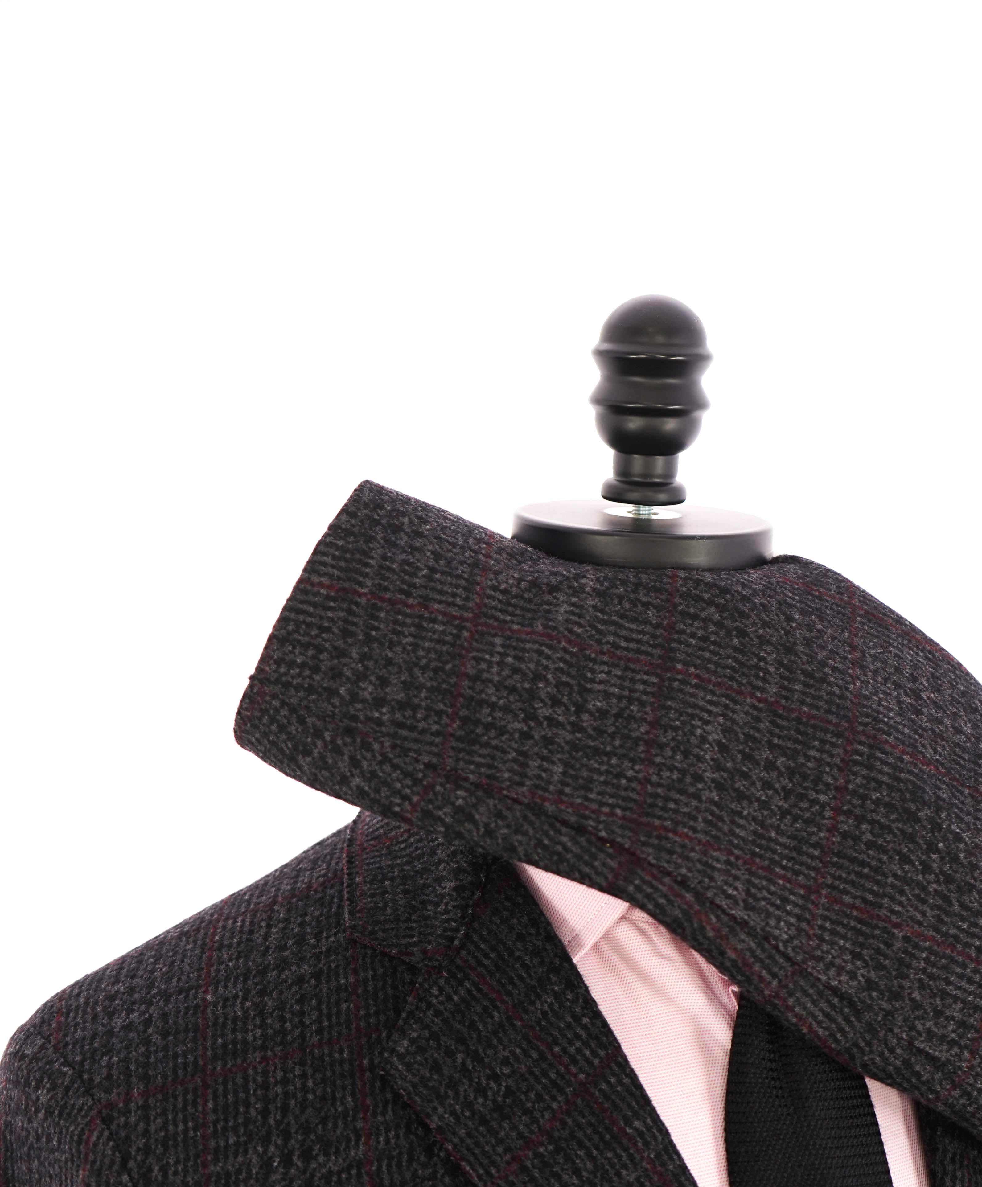 ARMANI COLLEZIONI - Unlined Burgundy & Gray Check Sweater Blazer - 44R