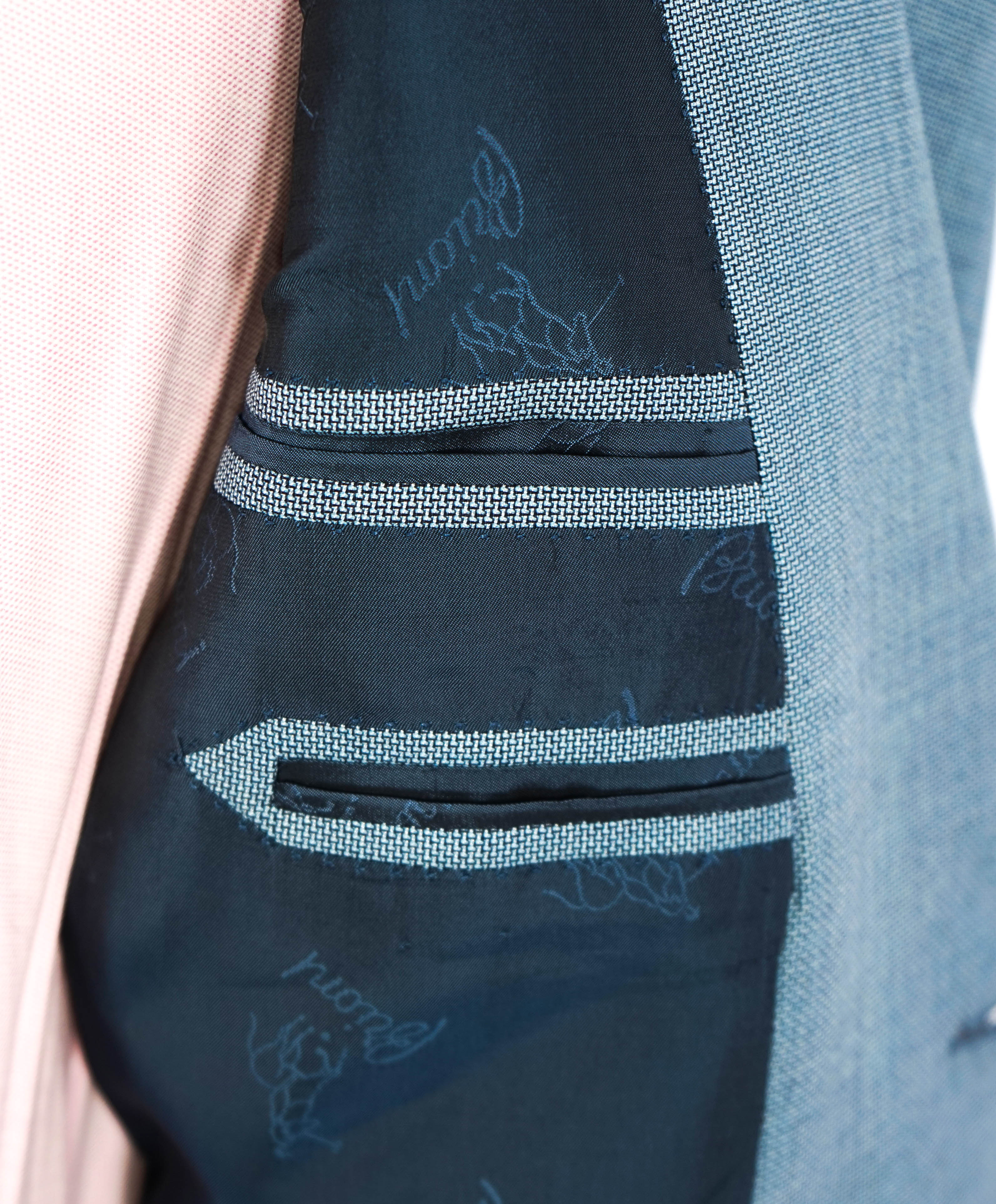$4,800 BRIONI - Baby Blue Patch Pocket Hand Made Italy Blazer- 42R US