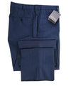 $795 ERMENEGILDO ZEGNA - Medium Blue “TROFEO" Flat Front Wool Trousers- 38W