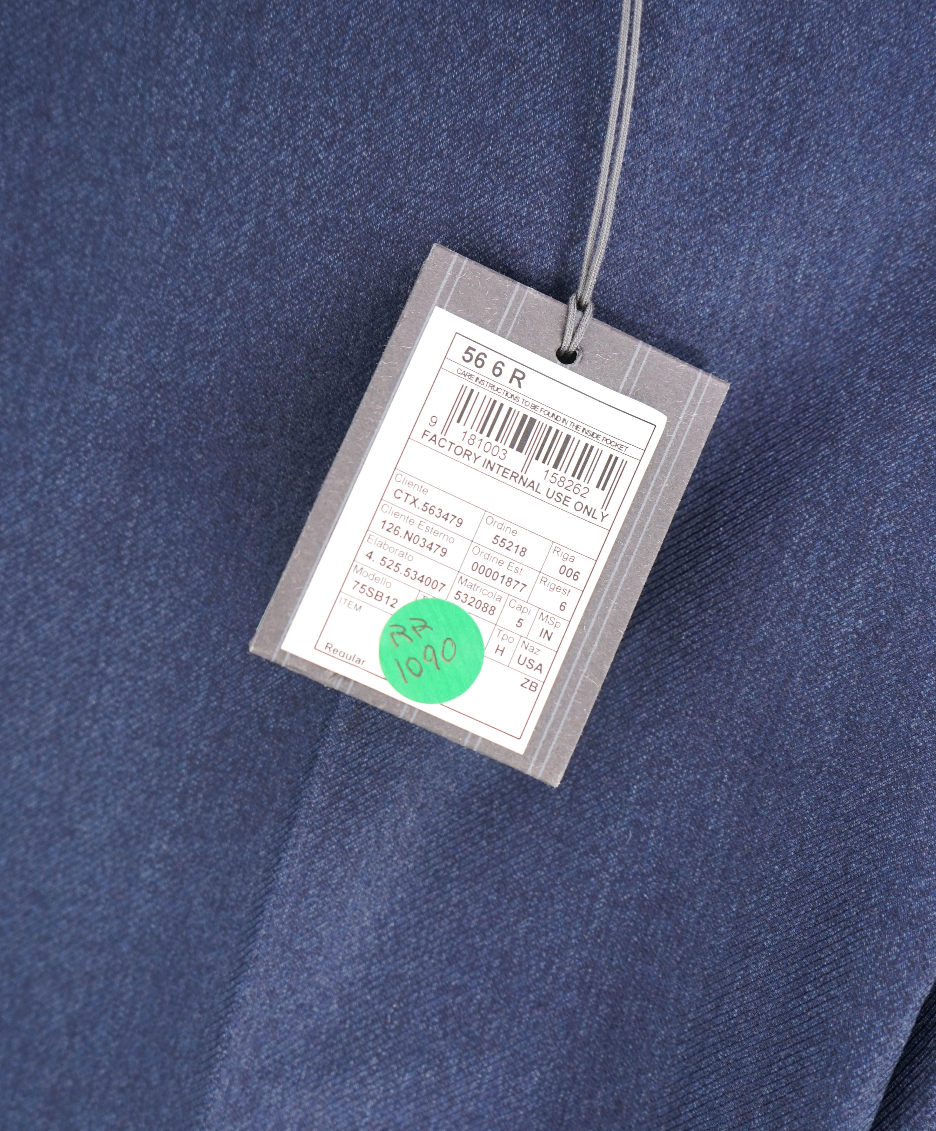 $795 ERMENEGILDO ZEGNA - Medium Blue “TROFEO" Flat Front Wool Trousers- 38W