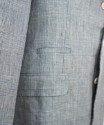 $6,295 BRUNELLO CUCINELLI - Baby Blue Check Plaid WOOL/LINEN Semi-Lined Suit - 40R